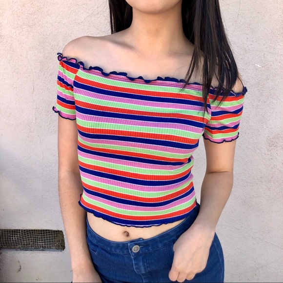 Vintage Rainbow Crop Top - Picture 1 of 5